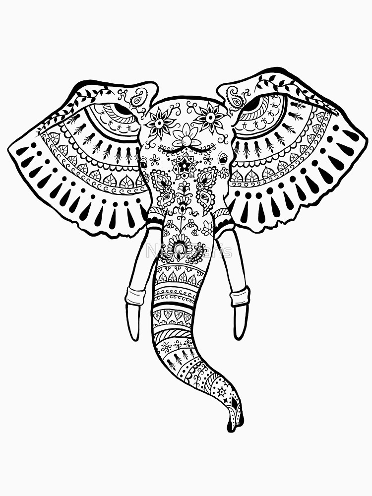 750x1000 Henna Elephant T Shirt - Henna Elephant Drawing