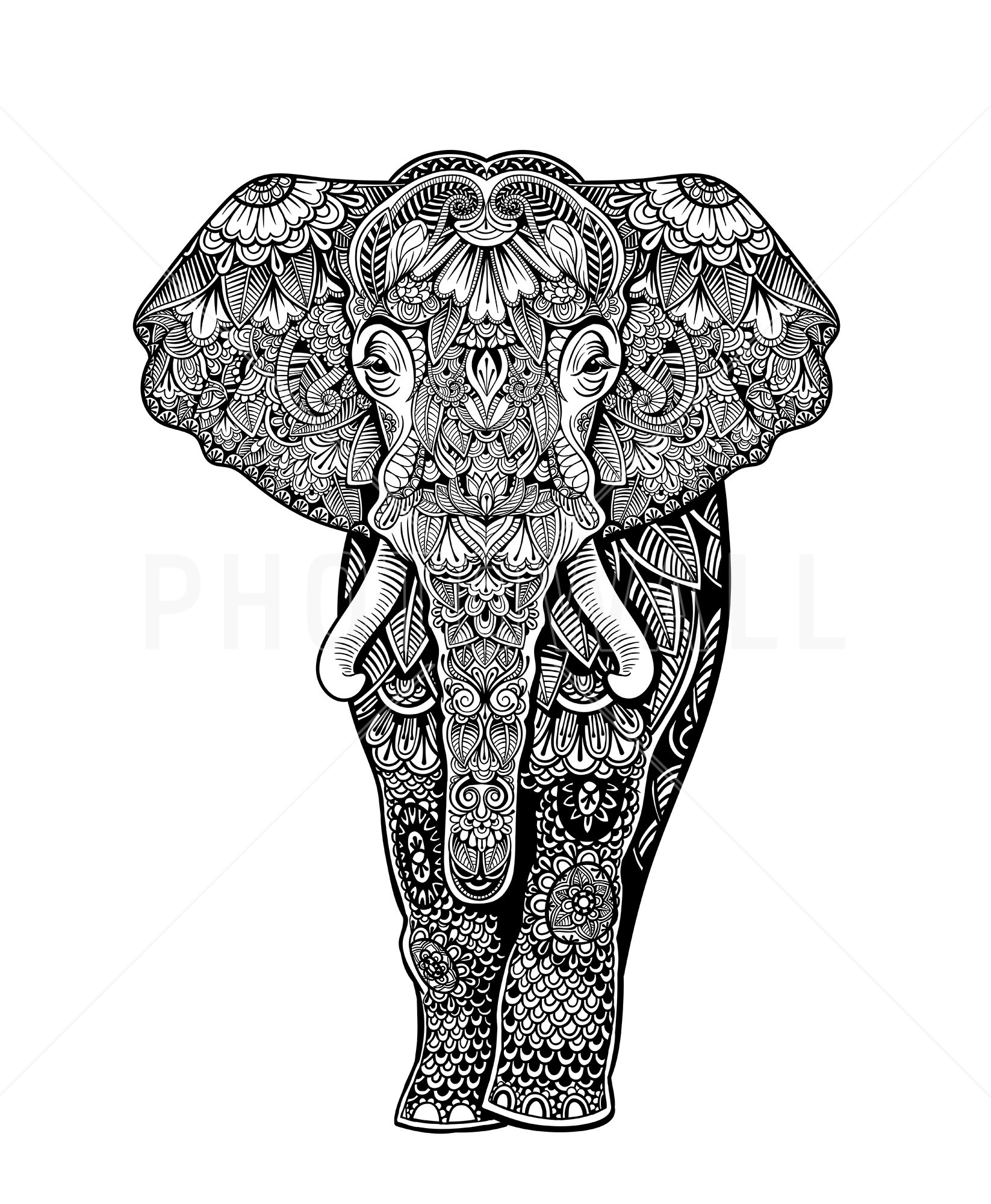 1646x2000 henna elephant made to measure wall mural photowall - Henna Elephant Drawing