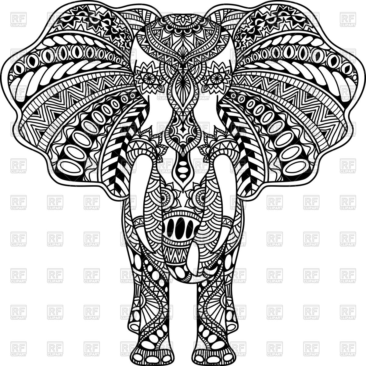 1200x1200 Henna Mehndi Tattoo Style Indian Elephant Vector Image Of Plants - Henna Elephant Drawing