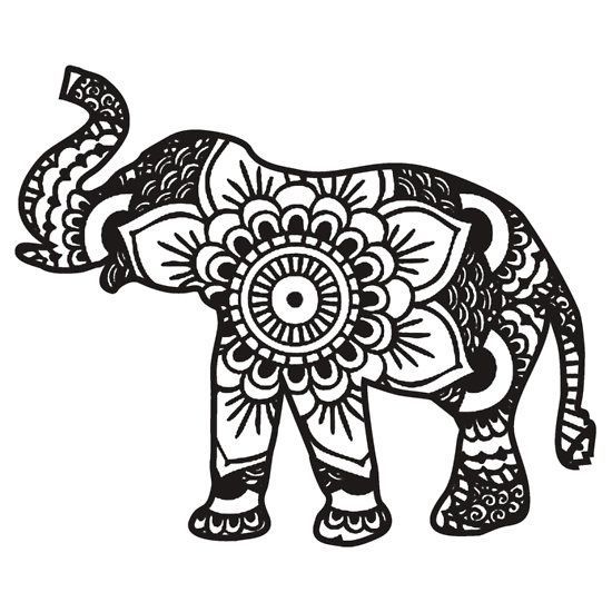 550x550 Cactus Pots Elephant Coloring - Henna Elephant Drawing
