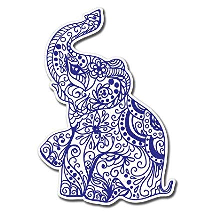 425x424 Elephant Henna Exotic Vinyl Sticker - Henna Elephant Drawing