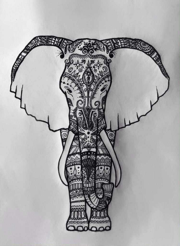 750x1022 an elephant drawing that captures the simplicity of this majestic - Henna Elephant Drawing