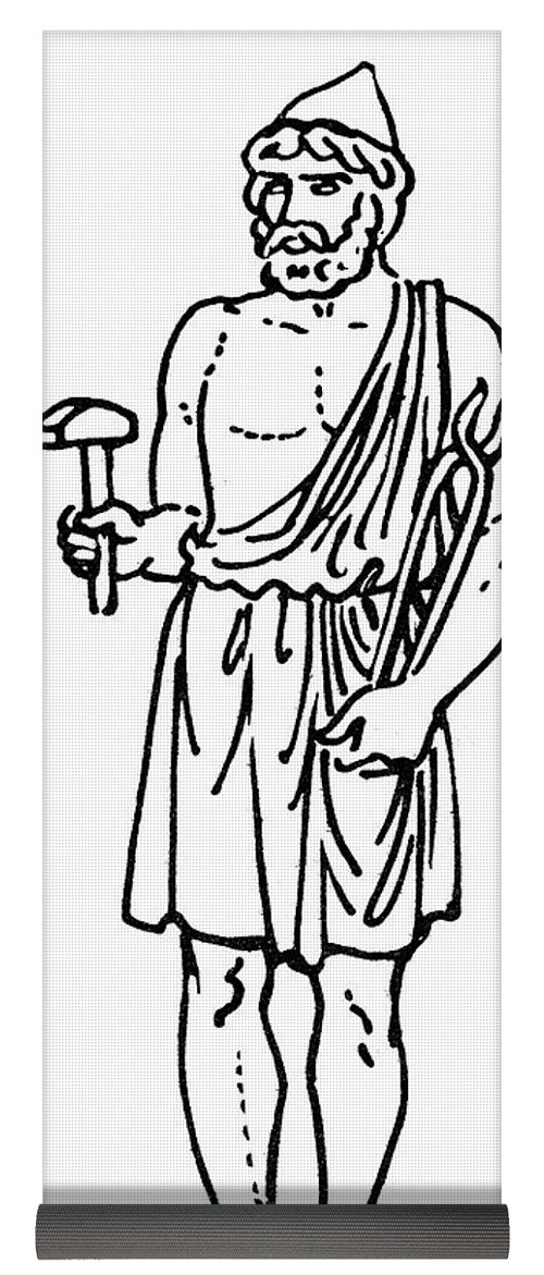 500x1171 Hephaestus Vulcan Yoga Mat For Sale - Hephaestus Drawing