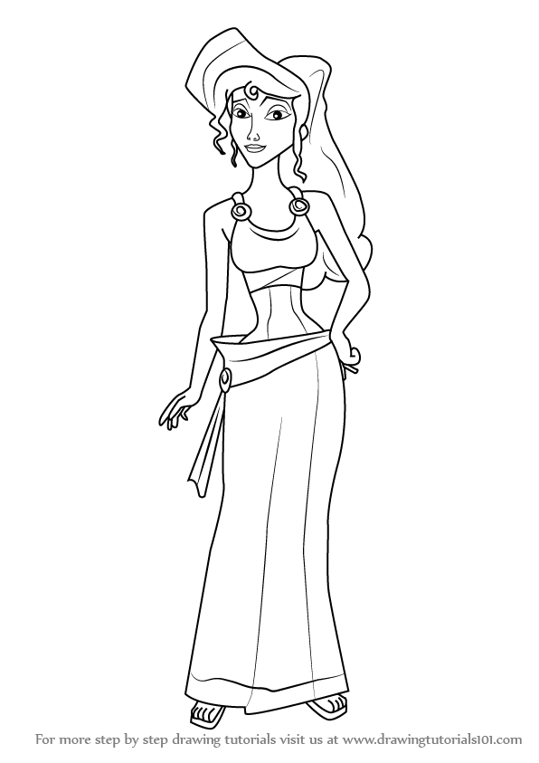596x843 learn how to draw megara from hercules - Hercules Drawing