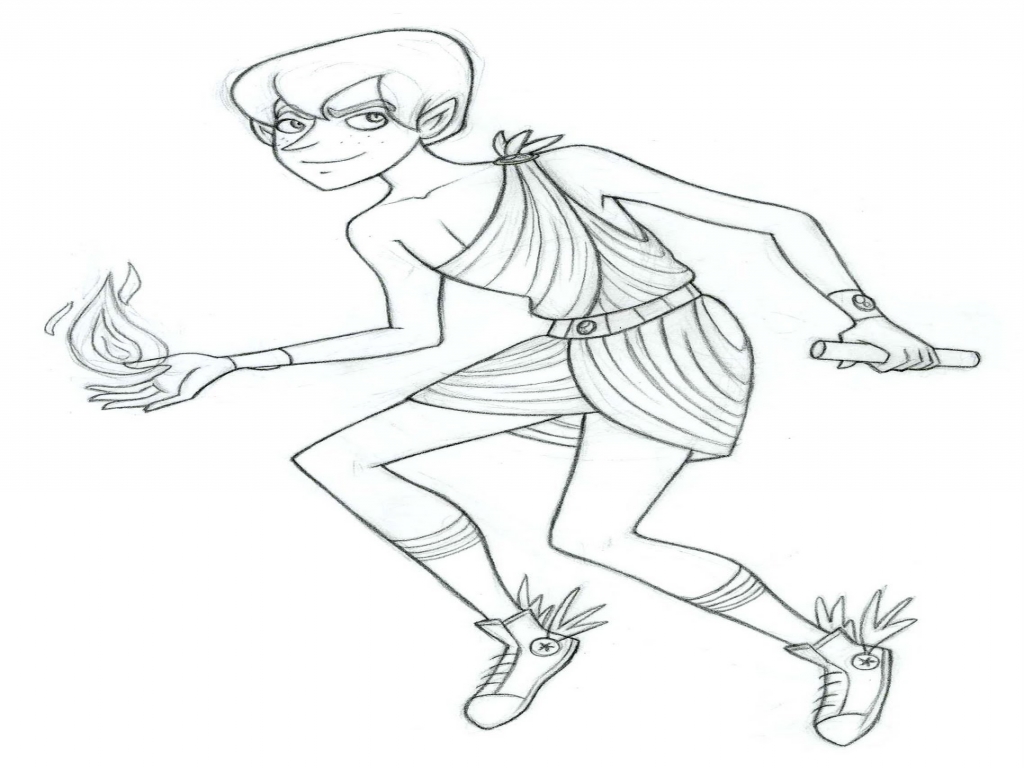 1024x768 hermes god shoe coloring image greek drawing pc android iphone - Hermes Greek God Drawing