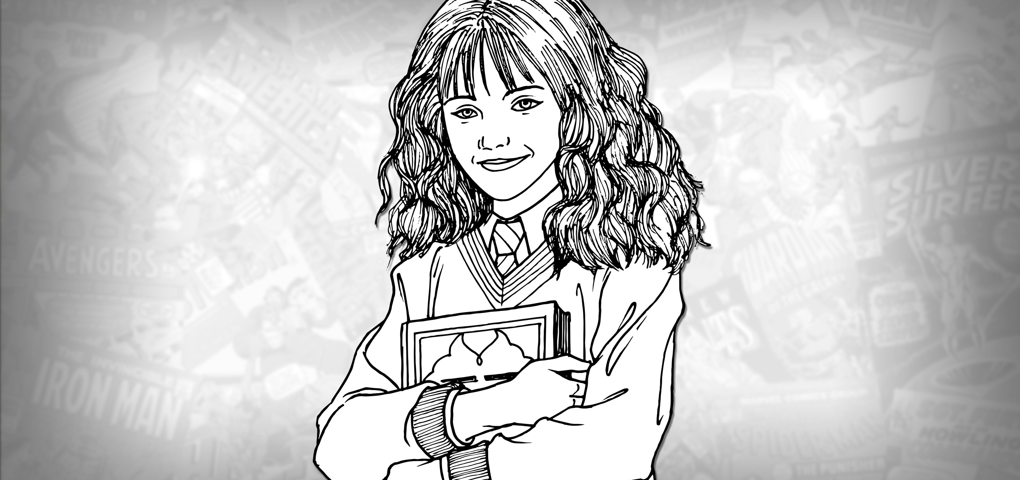 3542x1667 How To Draw Hermione Granger - Hermione Drawing