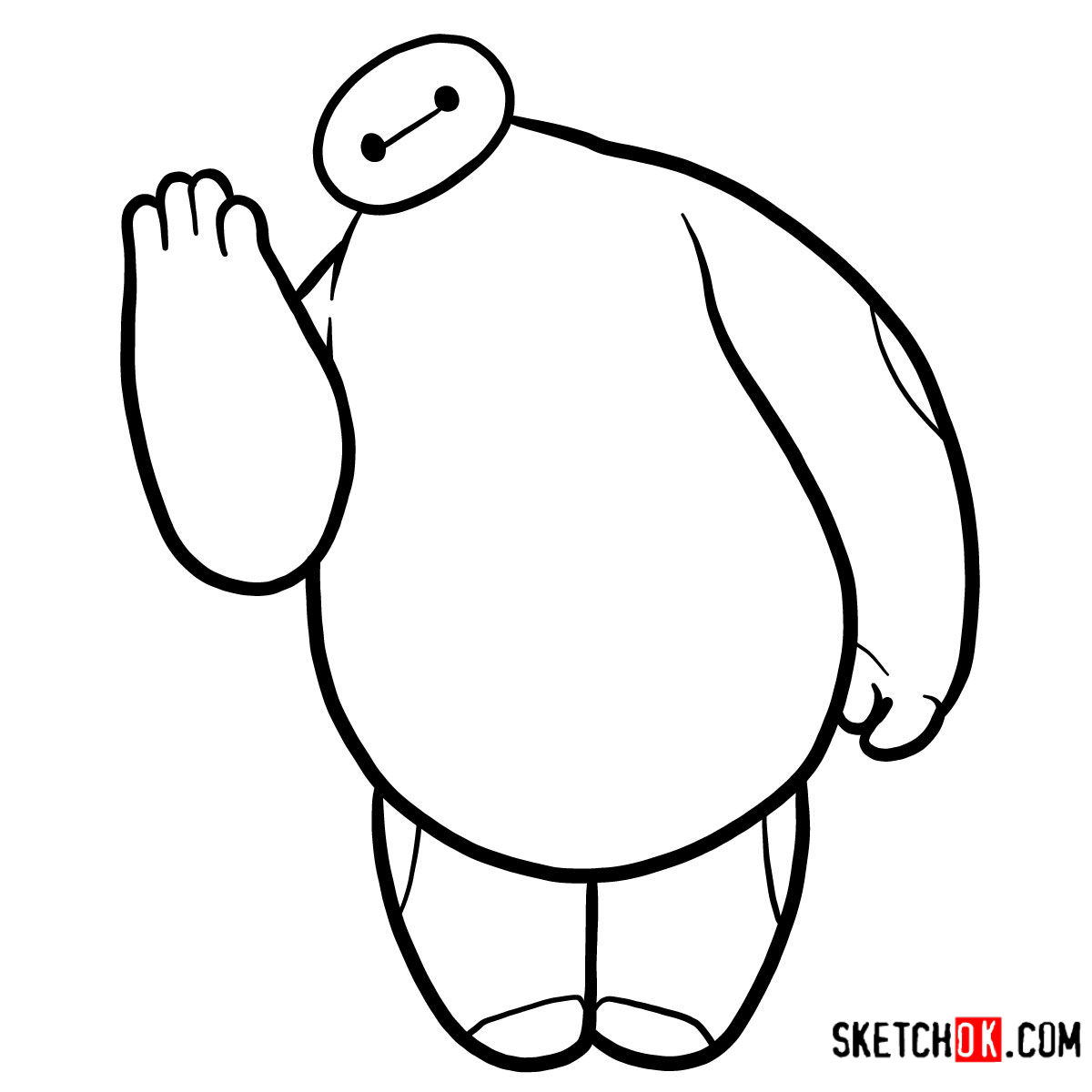 1200x1200 how to draw baymax waving big hero - Hero Drawing