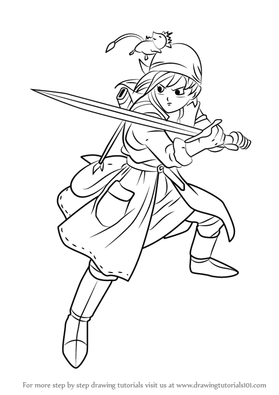 566x800 learn how to draw hero from dragon quest viii - Hero Drawing