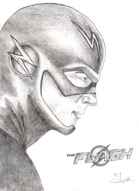 570x784 the flash super hero the flash drawing the flash poster etsy - Hero Drawing