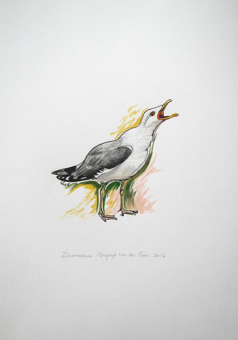 794x1133 herring gull original drawing etsy - Herring Drawing