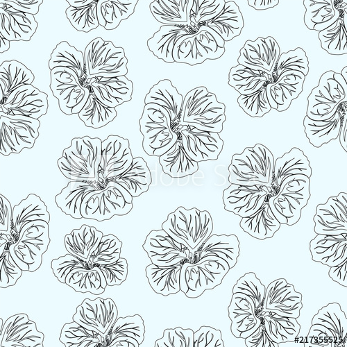 500x500 Light Blue Hibiscus Flower Print Gorgeous Nasturtium Floral - Hibiscus Flower Line Drawing