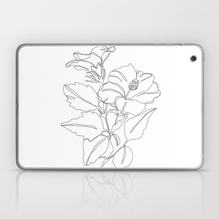 700x700 Floral One Line Drawing - Hibiscus Flower Line Drawing