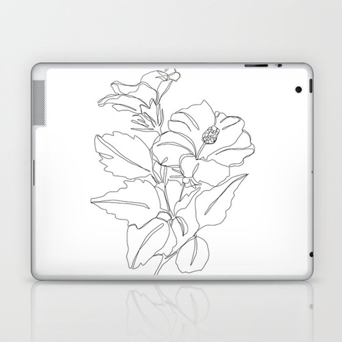700x700 Floral One Line Drawing - Hibiscus Line Drawing