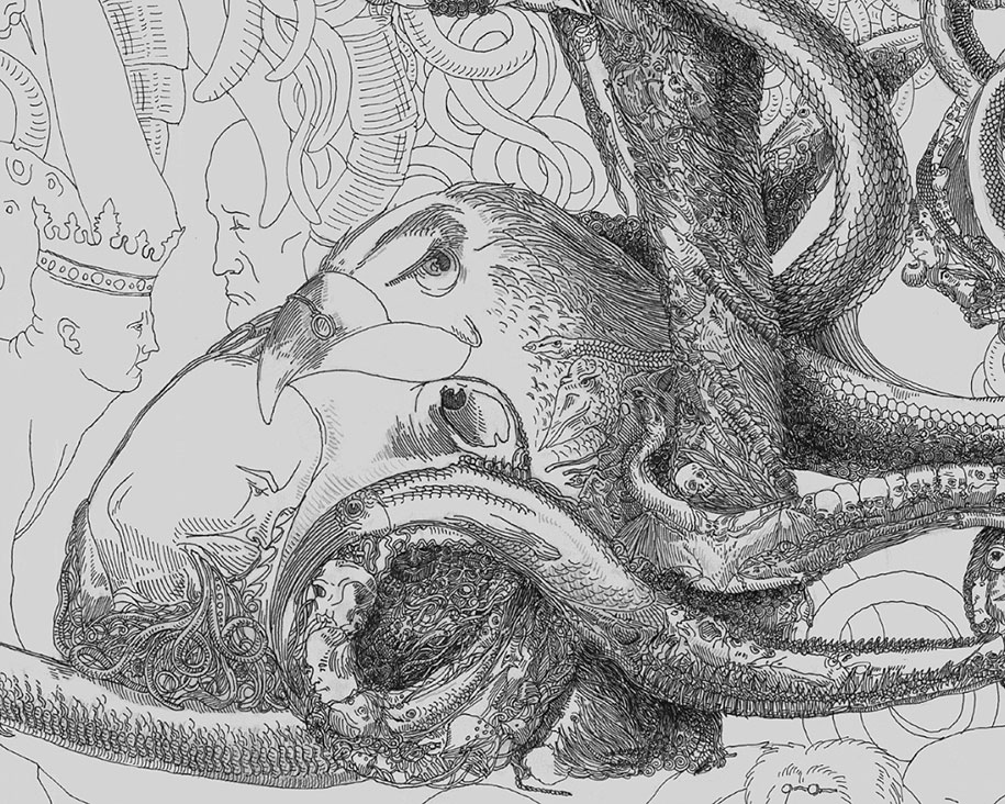 915x732 Illustration Made Of Hundreds Of Hidden Drawings - Hidden Drawing