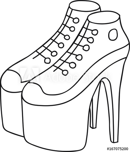 428x500 high heel louboutin platform sneakers women hand drawn doodle - High Heel Drawing Template