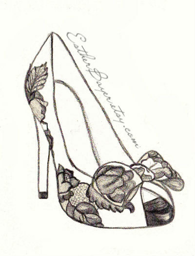 400x524 high heel shoe fashion illustration original black - High Heel Shoe Drawing
