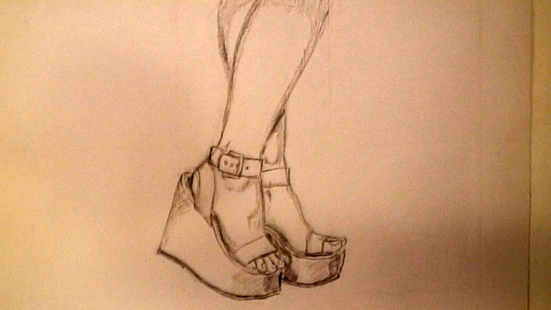 800x450 how to draw wedge high heel shoes let's draw people - High Heel Shoe Drawing