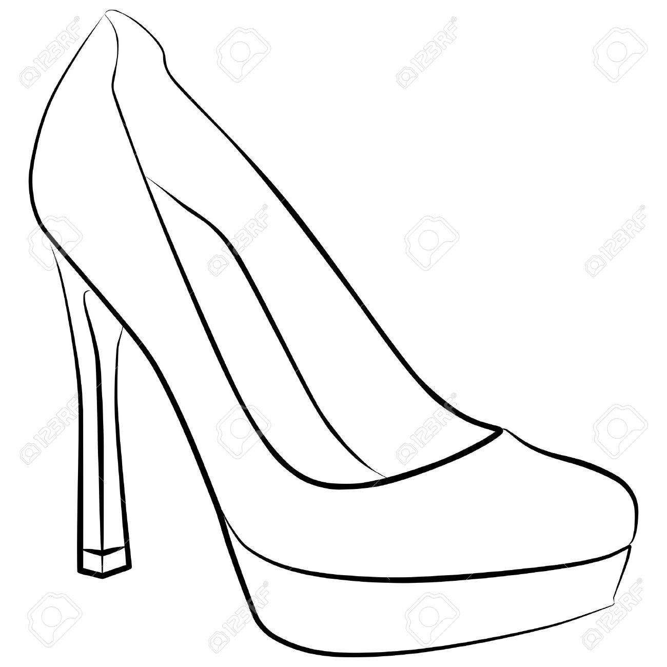 1300x1300 high heel shoe outline - High Heel Shoe Drawing