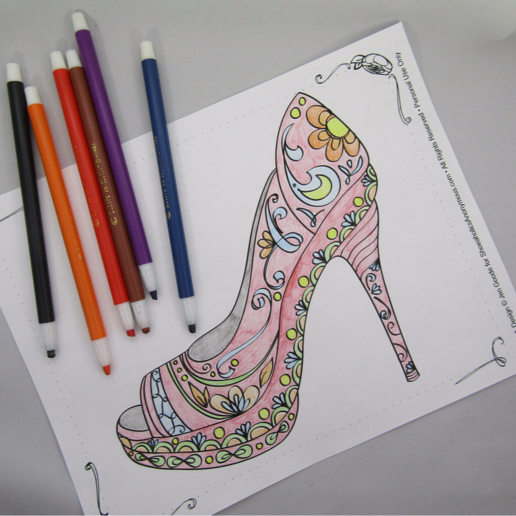 750x750 free printable high heel shoe coloring page - High Heel Shoe Drawing