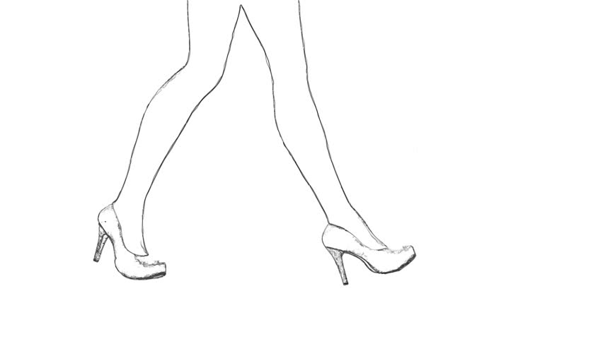 852x480 Outline Sketch Drawing Of A Stock Footage Video - High Heels Drawing