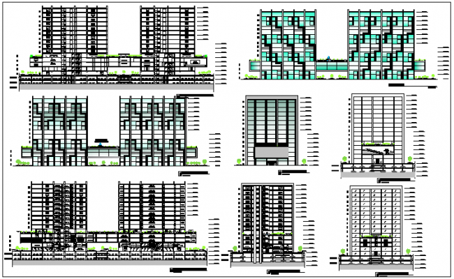 650x400 elevation design drawing of corporate high rise building design - High Rise Drawing