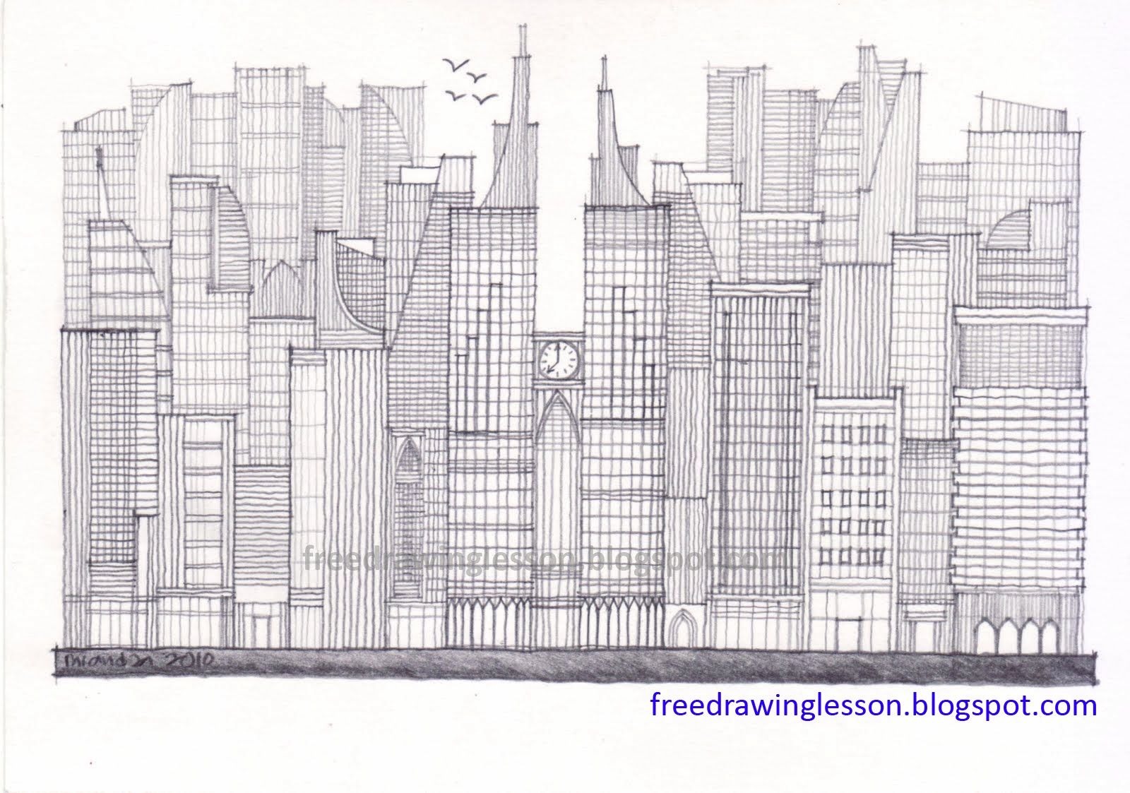 1600x1123 Highrise Buildings Sketch Draw Stop Motion Building Sketch - High Rise Drawing
