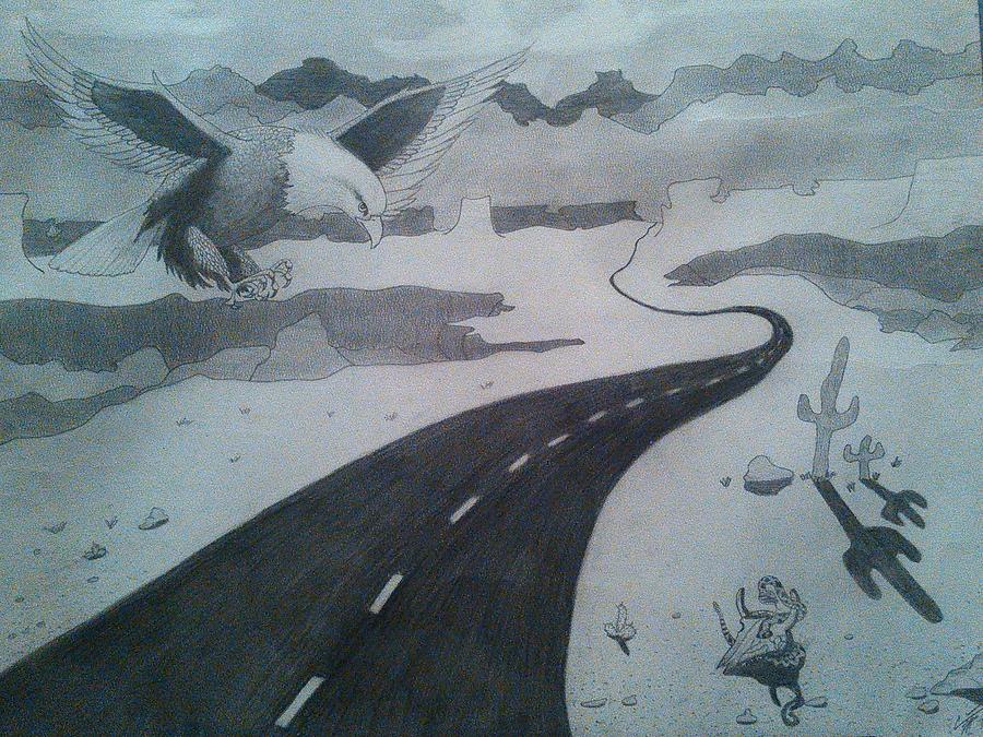 900x675 Desert Highway Drawing - Highway Drawing