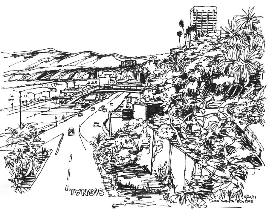 900x703 Santa Monica Ca - Highway Drawing
