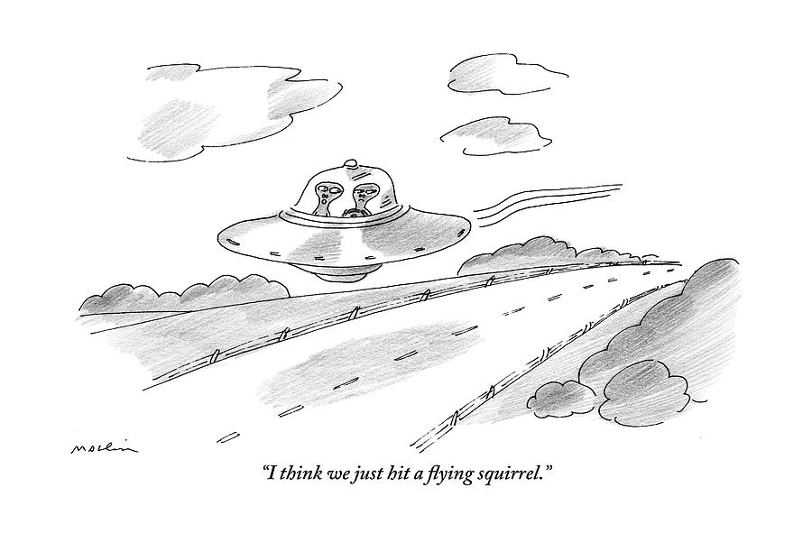 900x591 Two Aliens Fly A Saucer Down A Highway Drawing - Highway Drawing