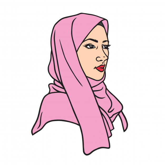 626x626 muslim girl drawing character design in hijab vector illustration - Hijab Drawing