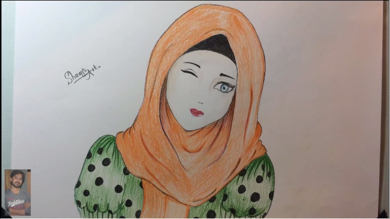 1280x720 how to draw girl step - Hijab Drawing