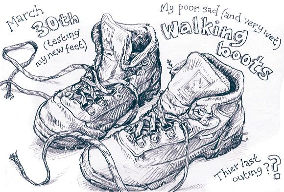 580x392 poor old walking boots cool stuff walking boots, old boots - Hiking Boots Drawing