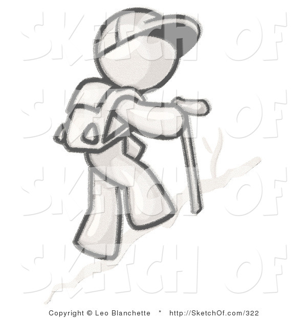 600x620 Drawing Of A Sketched Design Mascot Boy Character Backpacking - Hiking Drawing