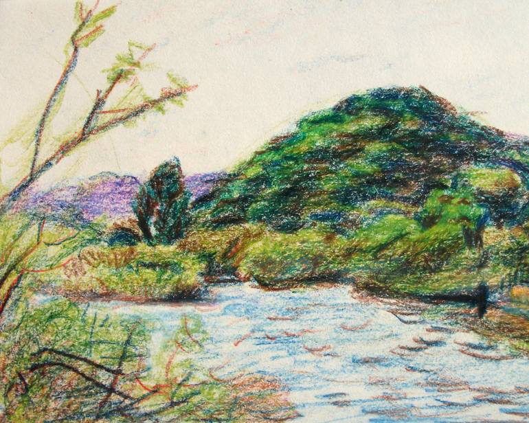 770x616 landscape italian landscape, sw reed plants, hill, branches - Hill Drawing