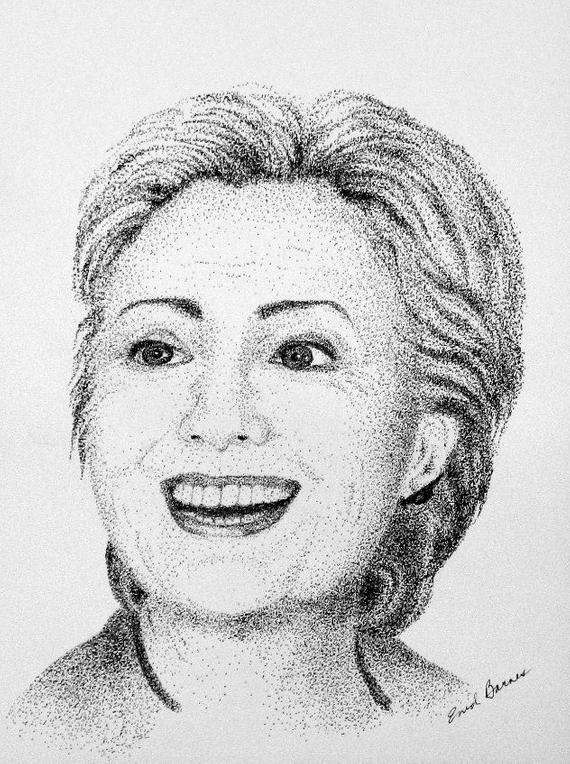 570x764 hillary clinton original pointillism drawing etsy - Hillary Clinton Drawing
