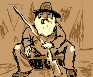 300x250 Old Hillbilly With Shotgun Drawing - Hillbilly Drawing