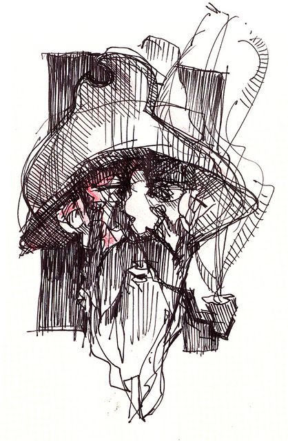 418x640 Man Hillbilly Sketchbook Illustration Art, Art Sketches, Drawings - Hillbilly Drawing