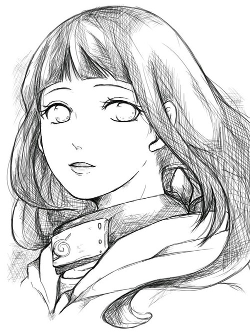 500x667 This Is Hinata Try To Draw Her On We Heart It - Hinata Drawing