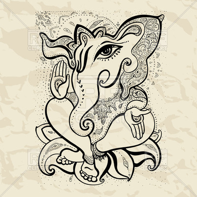 400x400 hindu god ganesha drawing with henna vector image of backgrounds - Hindu Drawings