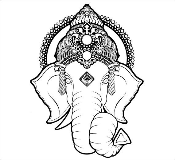 570x520 ganesh wall decal elephant decal ganesh vinyl sticker decals art - Hindu Elephant Drawing