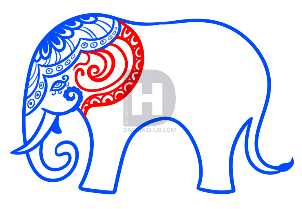 1041x720 hindu elephant drawing lesson, step - Hindu Elephant Drawing