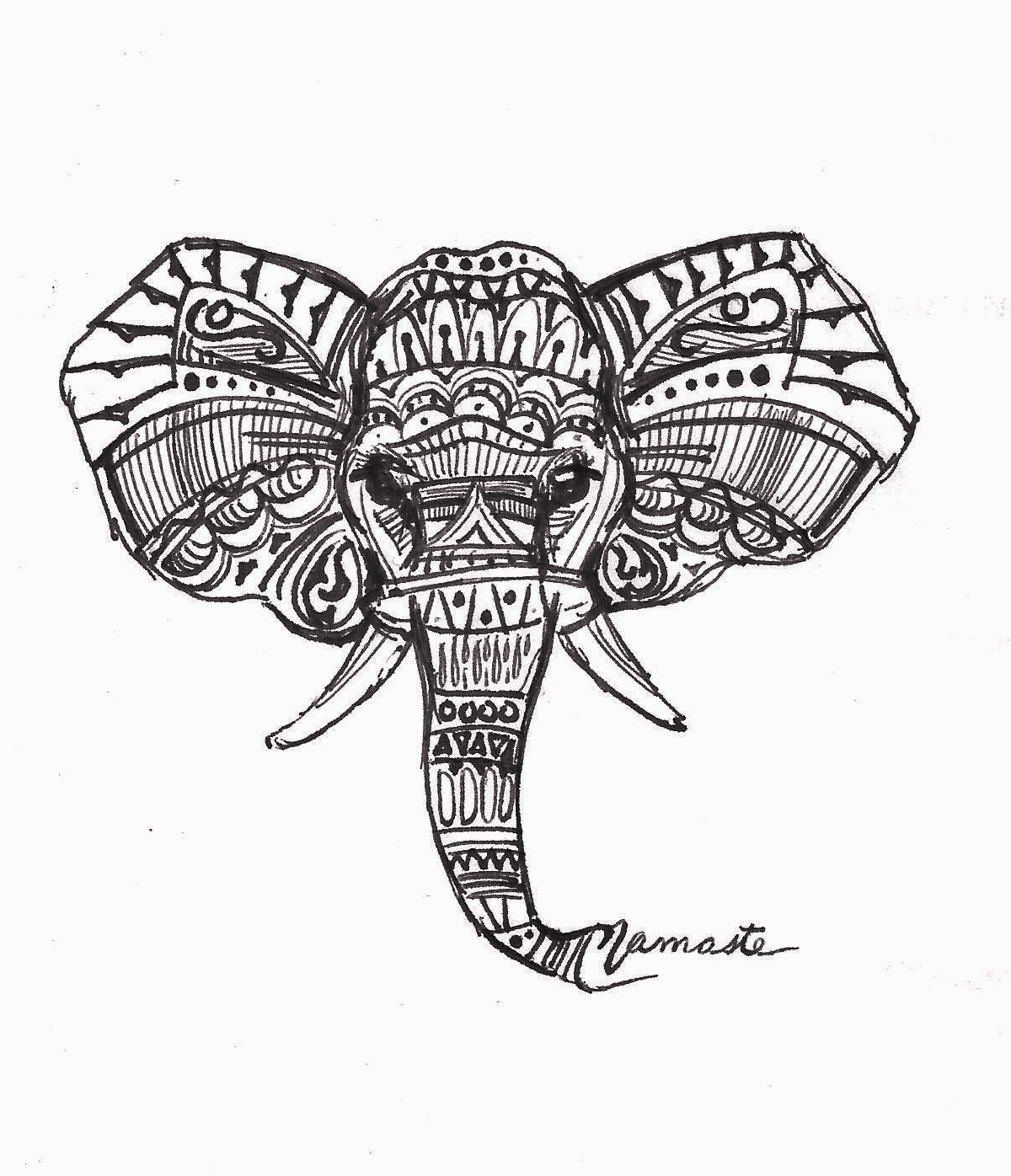 1200x1396 hindu elephant drawing - Hindu Elephant Drawing