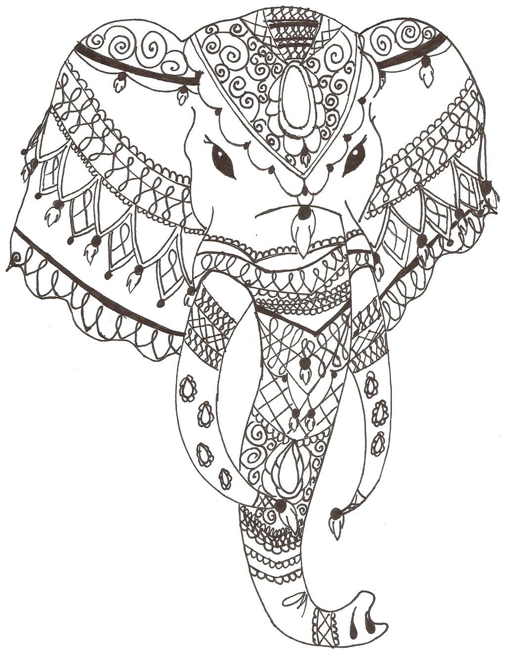 1024x1323 Indian Elephant - Hindu Elephant Drawing