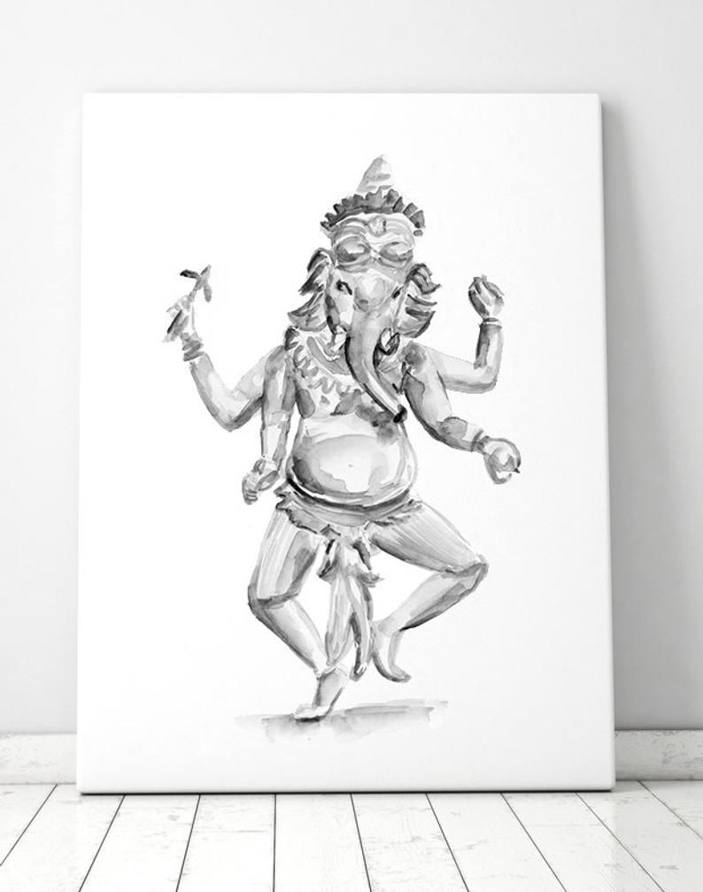794x1008 Ganesha Art Zen Watercolor Giclee Print Ganesha Etsy - Hindu Elephant God Drawing