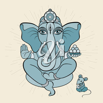 350x350 hindu god ganesha ganapati vector hand drawn illustration - Hindu Elephant God Drawing