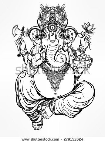 346x470 hindu elephant head god lord ganesha, patron of arts, sciences - Hindu Elephant God Drawing