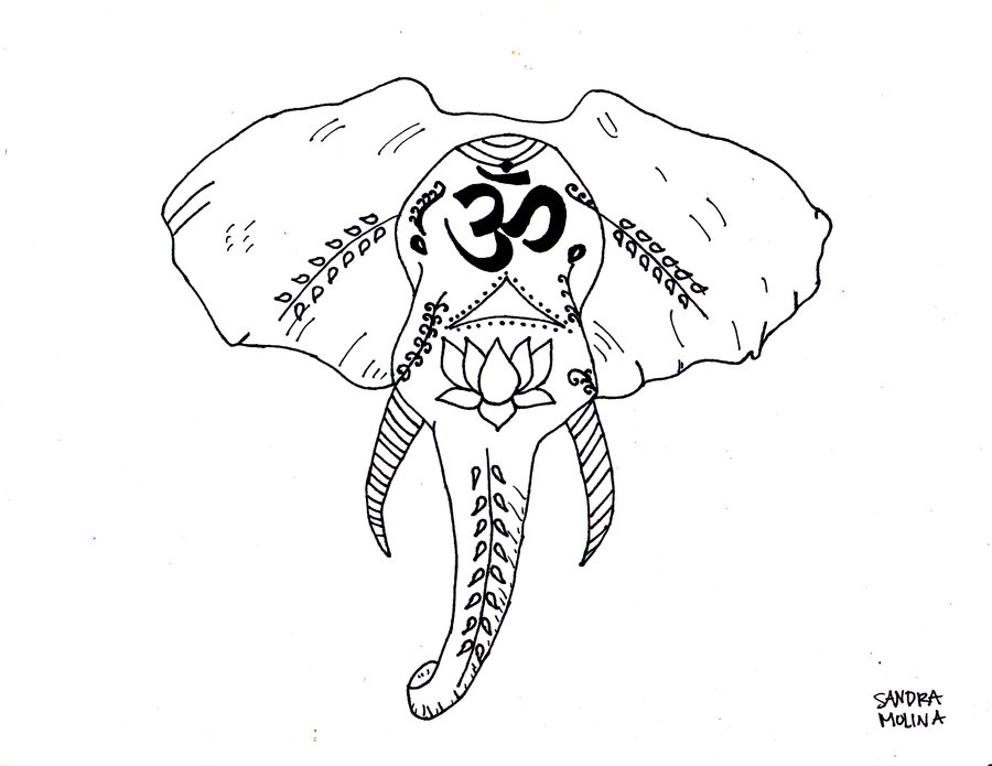 900x695 Indian Elephant God Drawing - Hindu Elephant God Drawing
