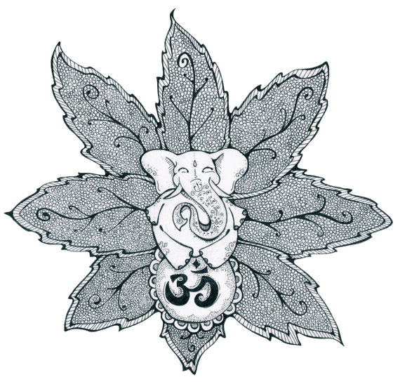 570x554 lord ganesh fine art print ganesha hindu elephant god om - Hindu Elephant God Drawing