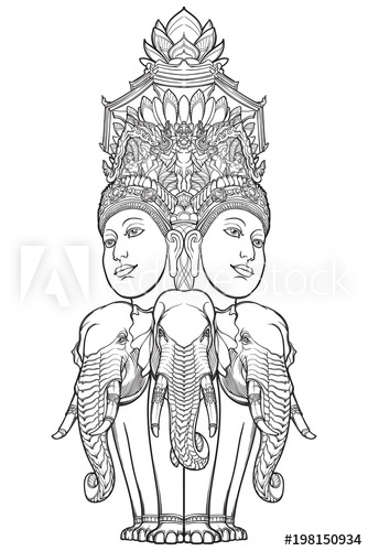 334x500 statue representing trimurti - Hindu Elephant God Drawing