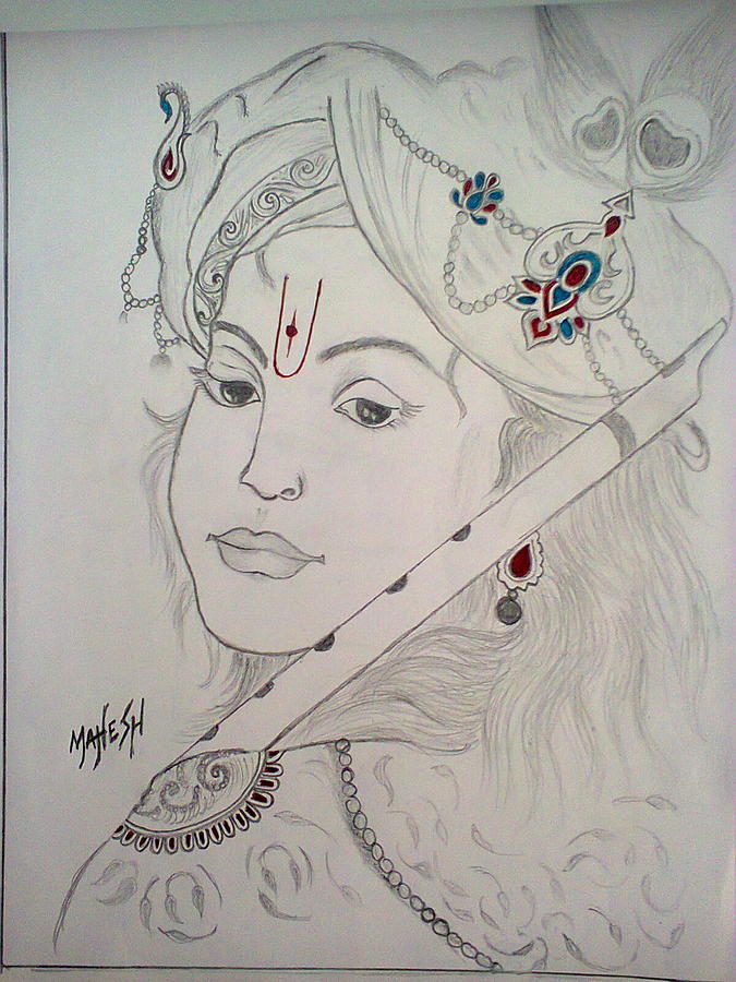 675x900 hindu god krishna drawing - Hindu God Drawing